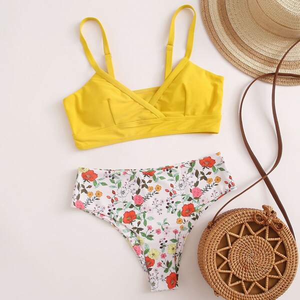 

Floral Print Bikini Swimsuit, Multicolor