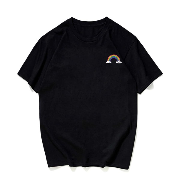 

Men Rainbow Print Round Neck Tee, Black