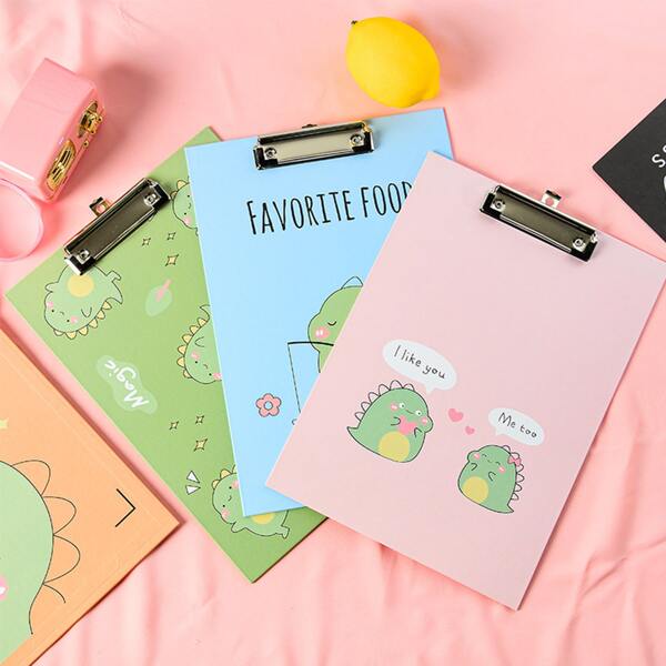 

1pc Dinosaur Print Random File Clipboard, Multicolor