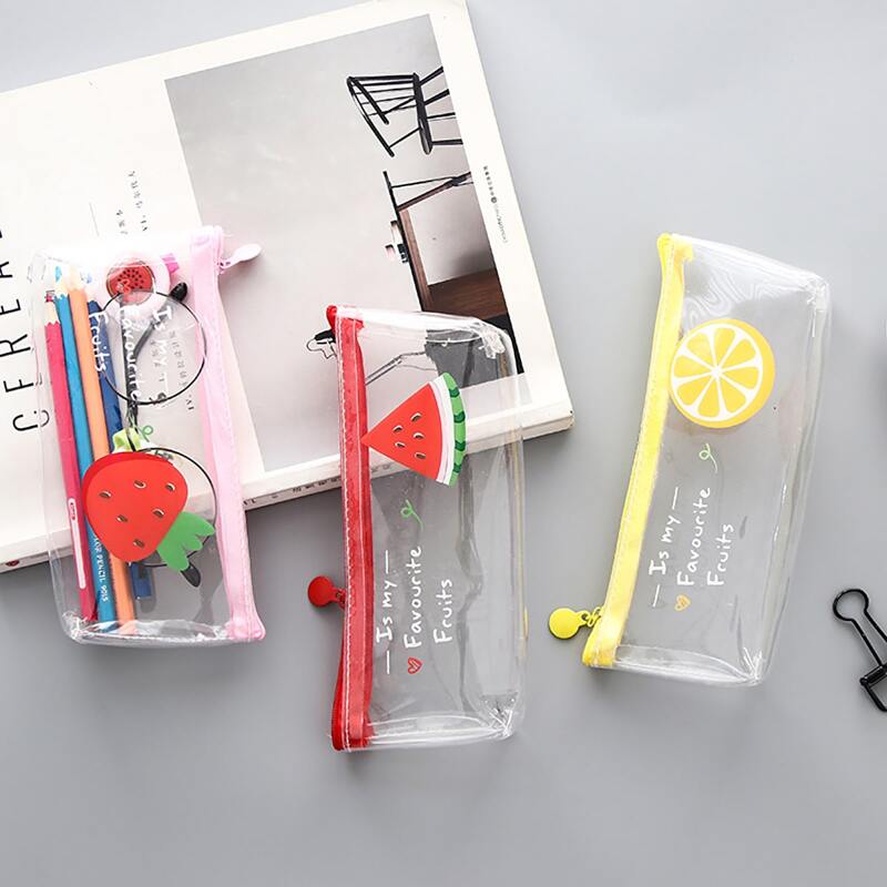 

1pc Fruit Print Clear Pencil Case, Multicolor