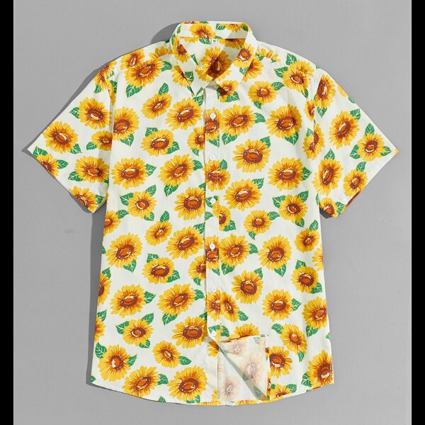 

Men Allover Sunflower Print Shirt, Multicolor