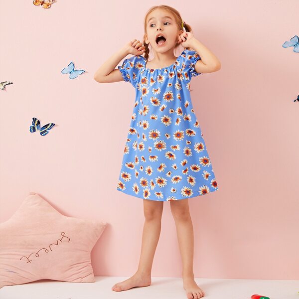 

Toddler Girls Allover Floral Night Dress, Blue