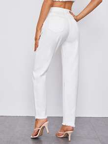 Jean Kantong Plain Putih Casual - Putih - View 2