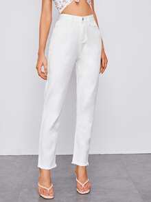 Jean Kantong Plain Putih Casual - Putih - View 5