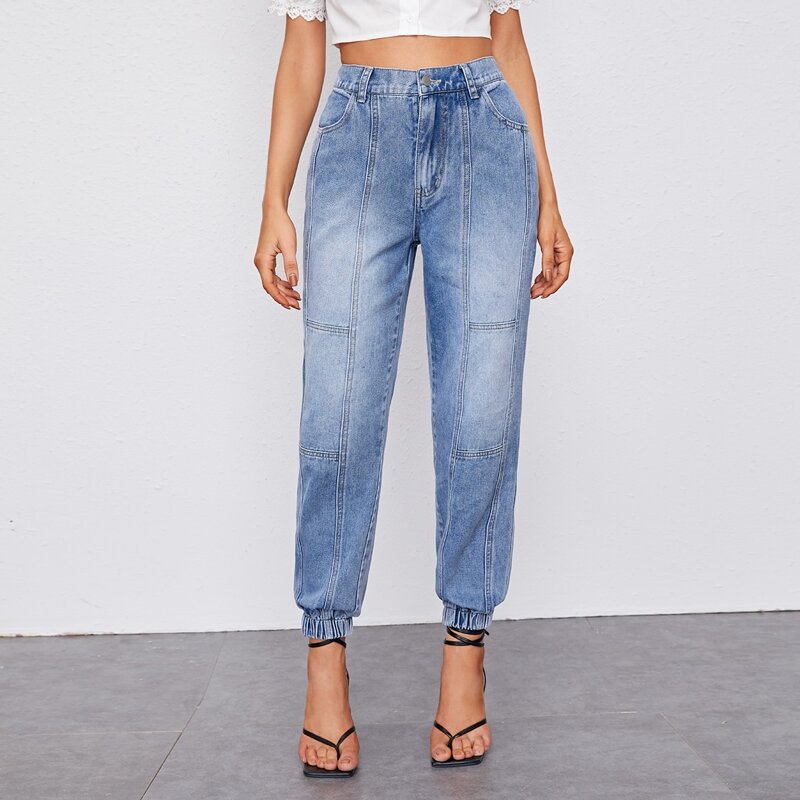 

Bleached Wash Slant Pocket Jeans, Light wash
