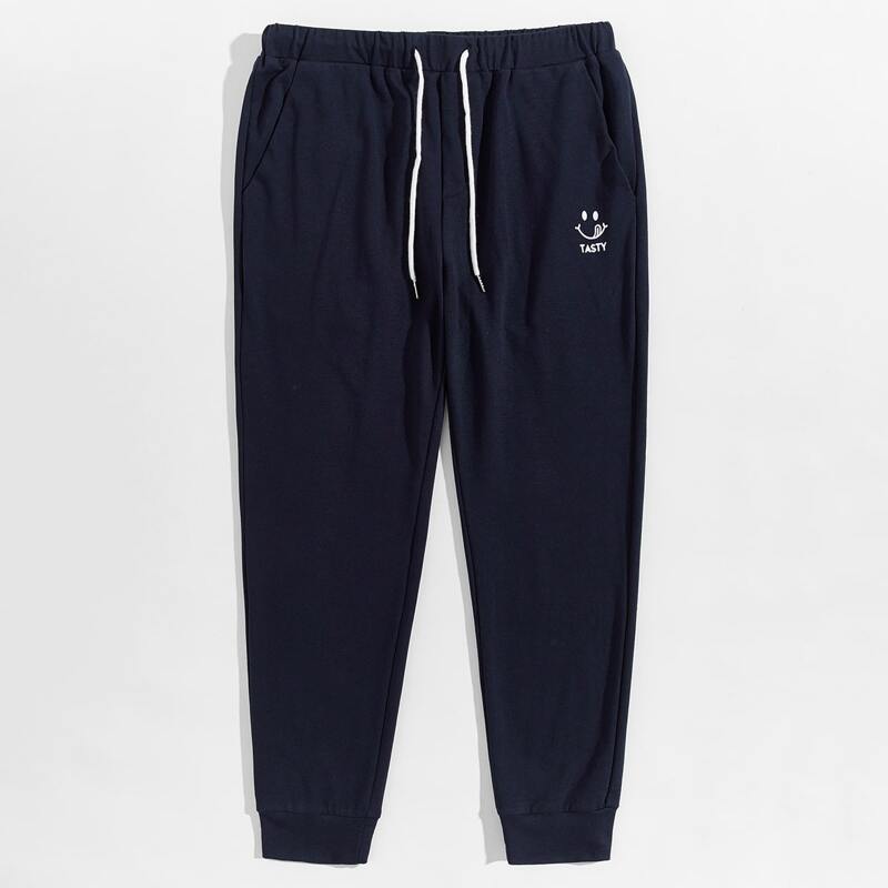 

Guys Graphic & Letter Print Sweatpants, Navy blue