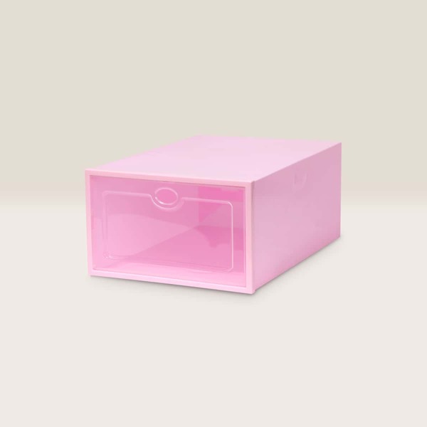 

1pc Flip-open Cover Stackable Shoe Storage Box, Pink