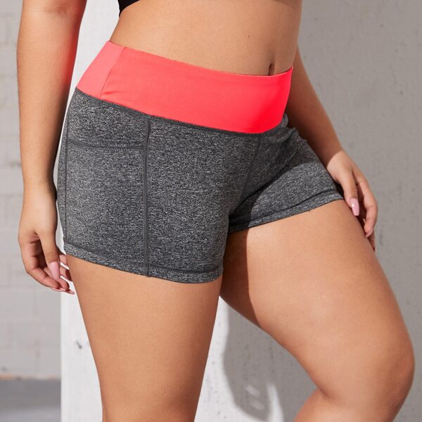 

Plus Contrast Panel Space Dye Biker Shorts, Grey