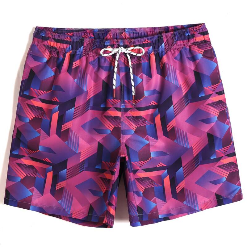

Guys Geo Print Swim Trunks, Multicolor
