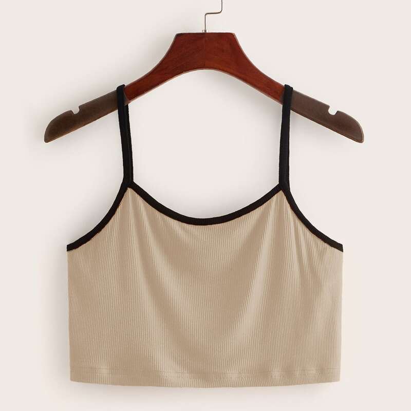 

Ribbed Crop Cami, Khaki