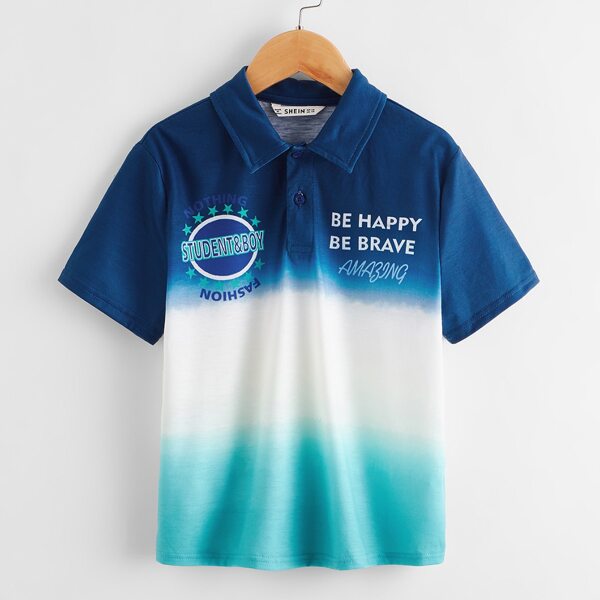 

Boys Letter Graphic Tie Dye Polo Shirt, Multicolor