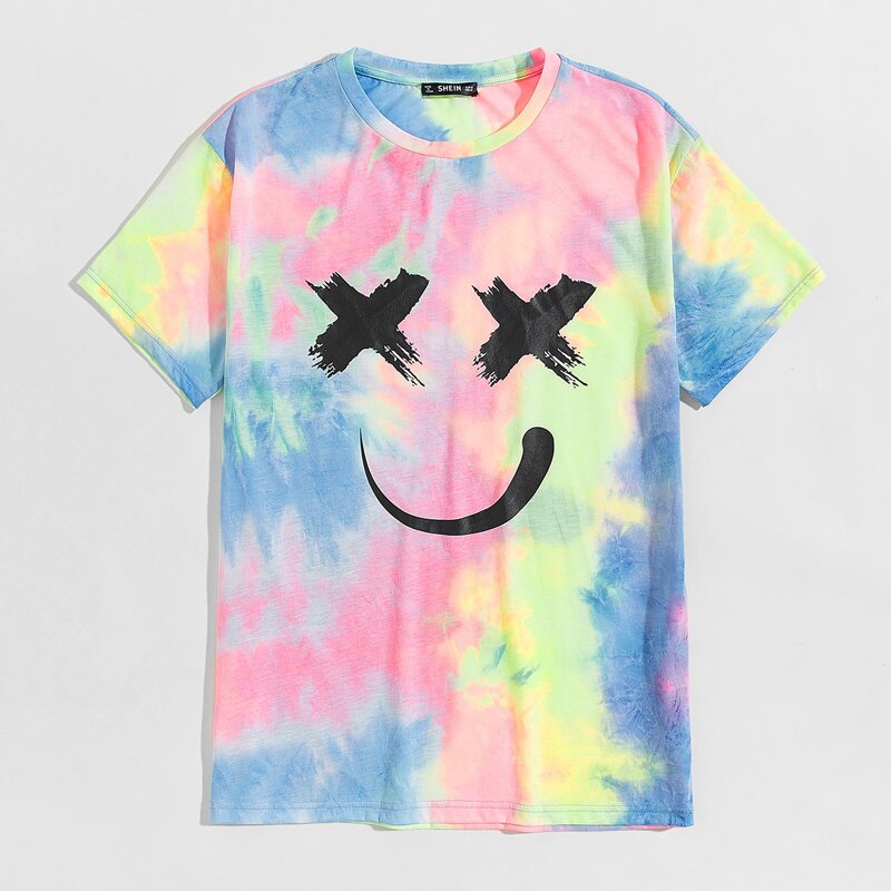 

Guys Graphic Print Tie Dye Top, Multicolor