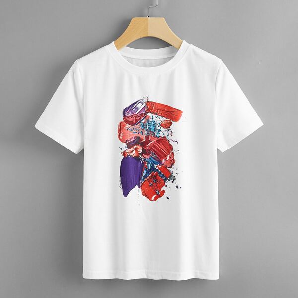 

Broken Lipstick Print Tee, White