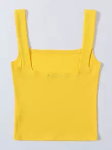 SHEIN Essnce Tank top tejido de canalé - Amarillo - Ver 2