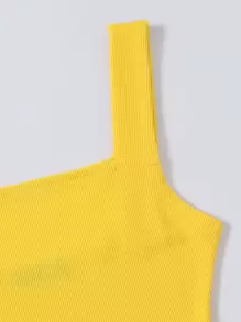SHEIN Essnce Tank top tejido de canalé - Amarillo - Ver 3