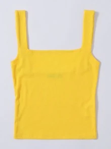 SHEIN Essnce Tank top tejido de canalé - Amarillo - Ver 4
