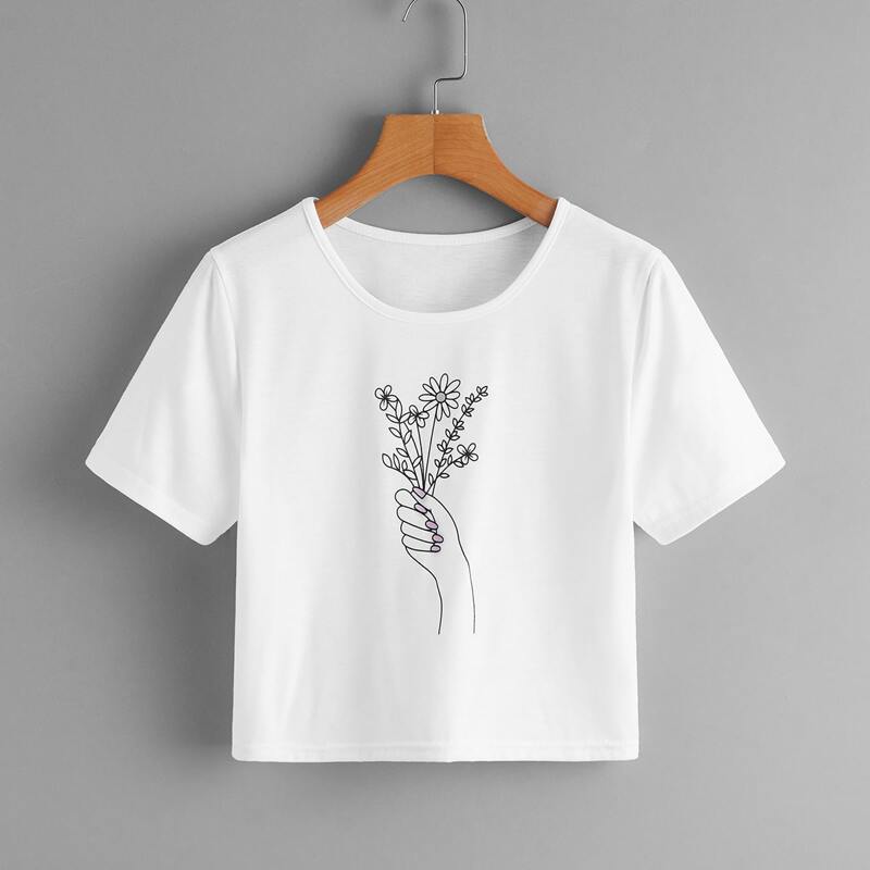 

Flower Graphic Tee, White