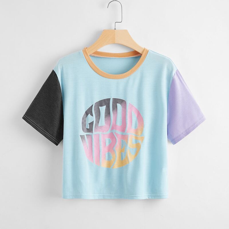 

Letter Graphic Colorblock Tee, Multicolor
