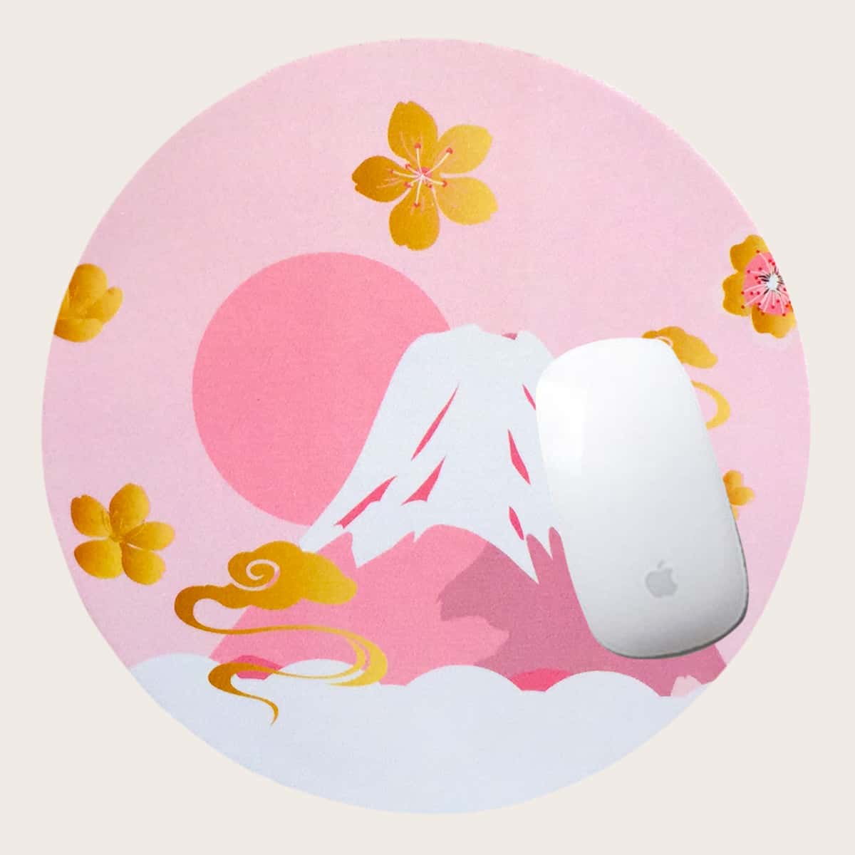 

Flower Print Round Mouse Pad, Pink