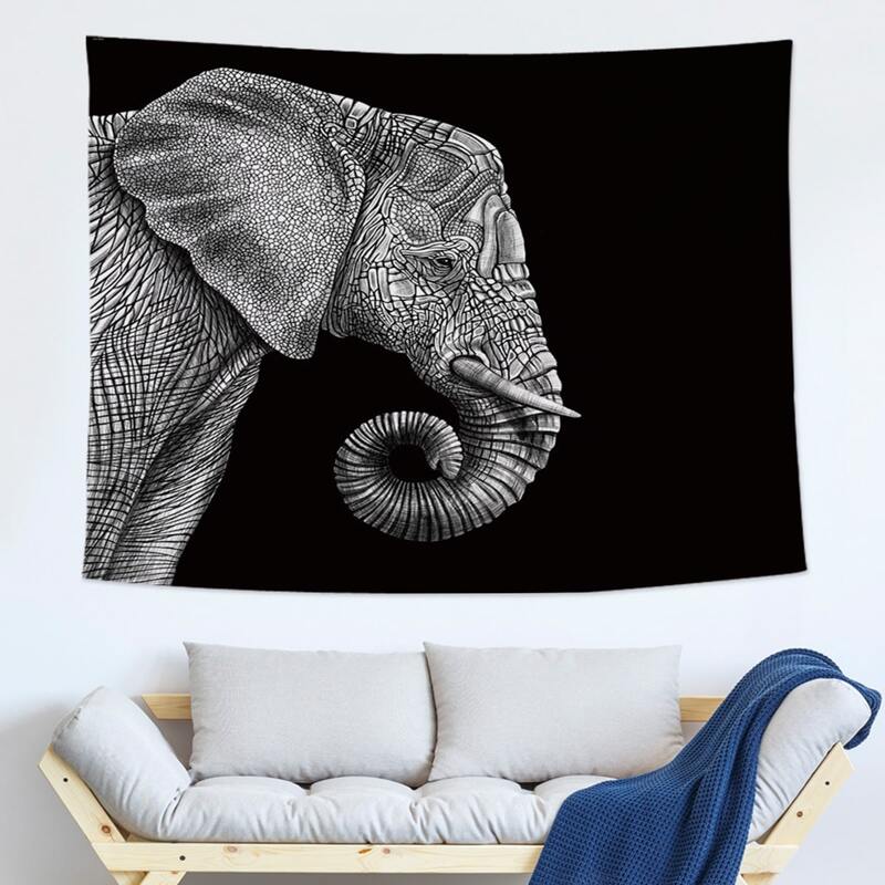 

Elephant Print Tapestry, Black