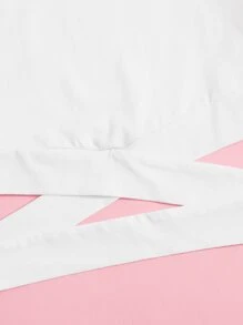 SHEIN 適合青少年女孩的十字交叉剪裁實色t恤 - 白色 - 查看 4