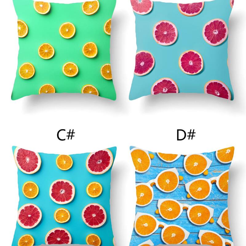 

1pc Orange Print Cushion Cover Without Filler, Multicolor
