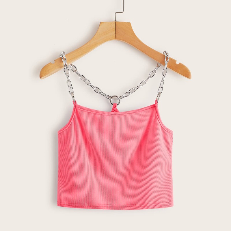 

Solid Chain Strap Cami, Hot pink