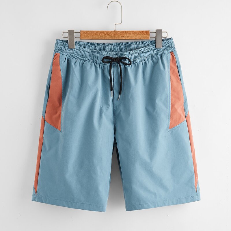 

Guys Colorblock Drawstring Waist Shorts, Baby blue