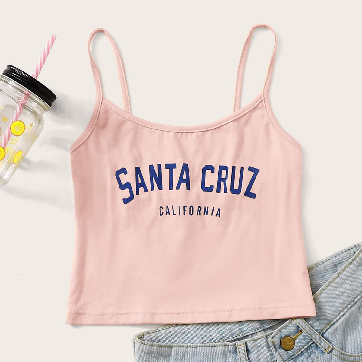

Letter Graphic Cami, Baby pink