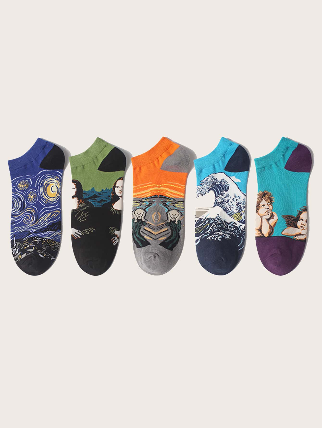 5pairs Painting Pattern Socks - Multicolor - View 1