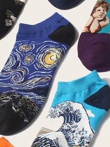 5pairs Painting Pattern Socks - Multicolor - View 3