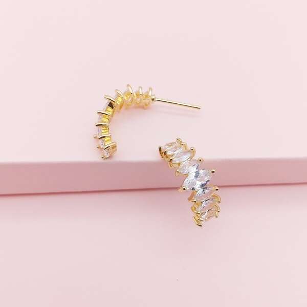 

Gemstone Decor Stud Earrings, Gold