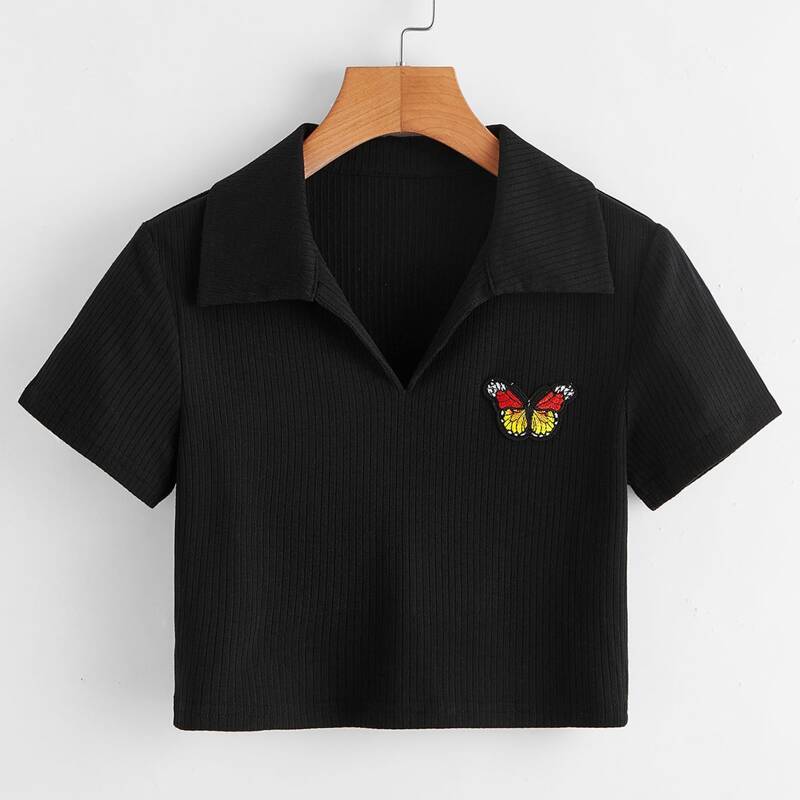 

Butterfly Patched Tee, Black