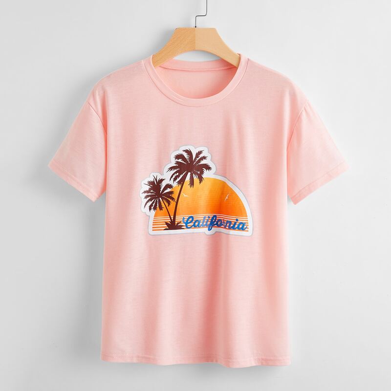 

Tropical Graphic Tee, Baby pink