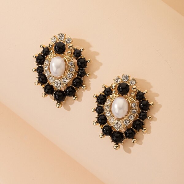 

Faux Pearl Decor Stud Earrings, Gold