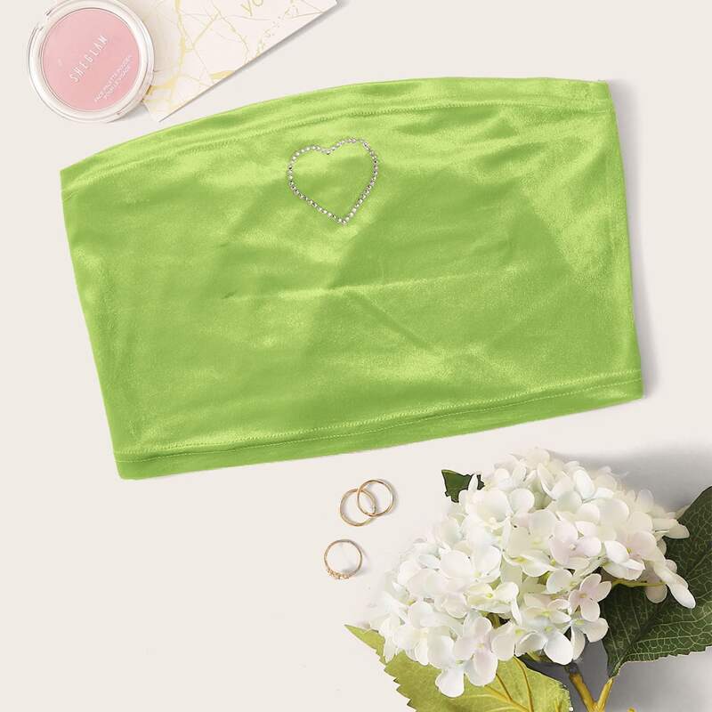 

Velvet Heart Graphic Tube Top, Green