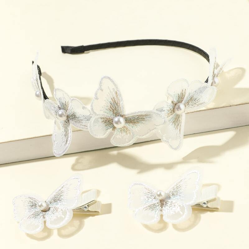 

3pcs Butterfly Decor Hair Accessory, White