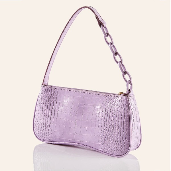 

Croc Embossed Baguette Bag, Purple