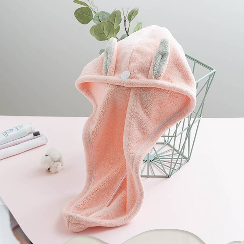 

Ear Decor Dry Hair Cap, Pink