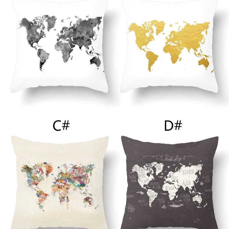 

1pc Map Print Cushion Cover Without Filler, Multicolor