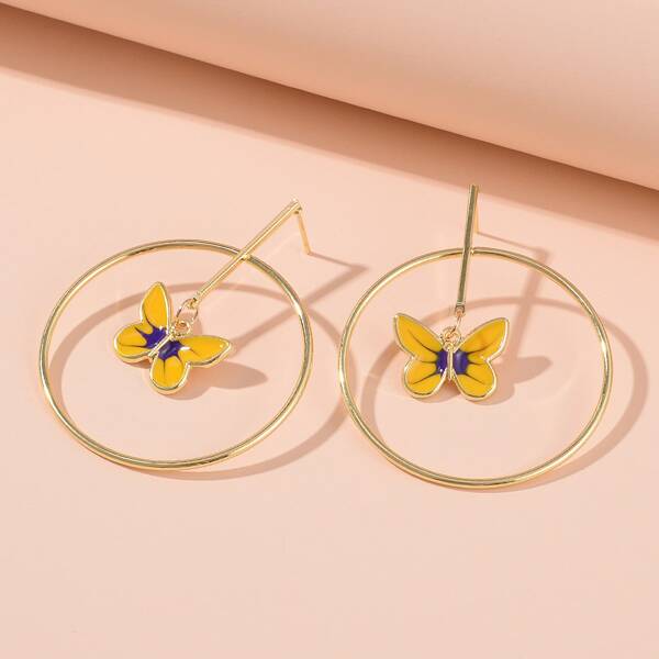 

Butterfly Geo Design Earrings, Yellow