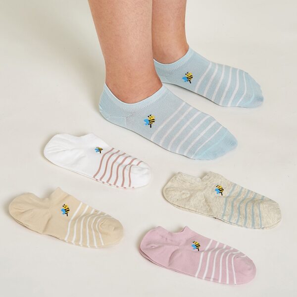 

5pairs Striped Pattern Socks, Multicolor