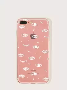 眼睛圖案透明iPhone手機殼 - 白色 - 查看 1