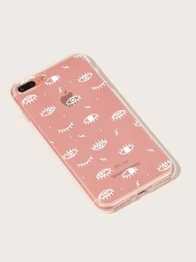 眼睛圖案透明iPhone手機殼 - 白色 - 查看 2