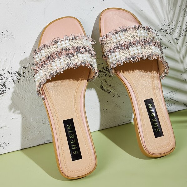 

Faux Pearl Decor Fringe Trim Sliders, Pink