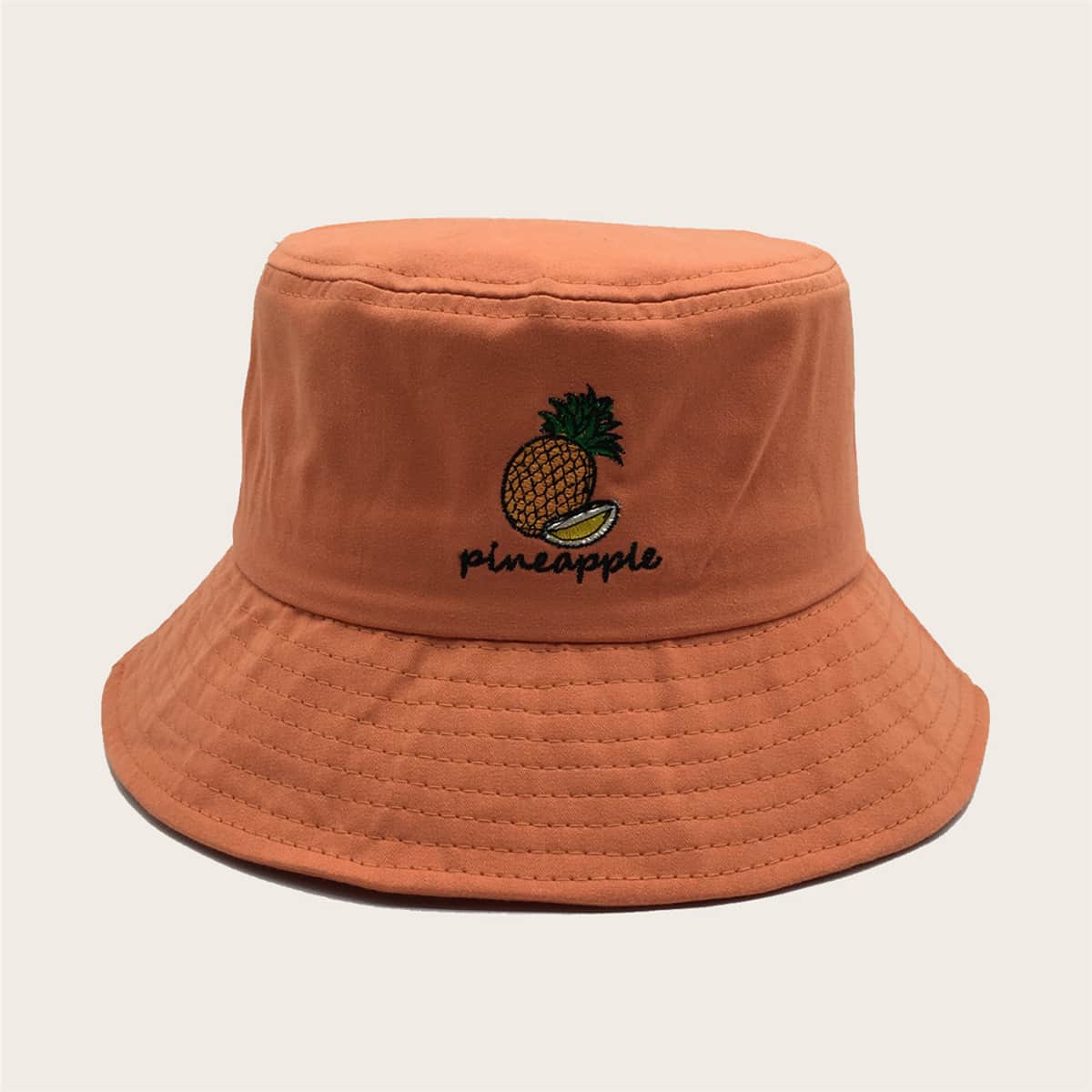 

Pineapple Embroidered Bucket Hat, Orange