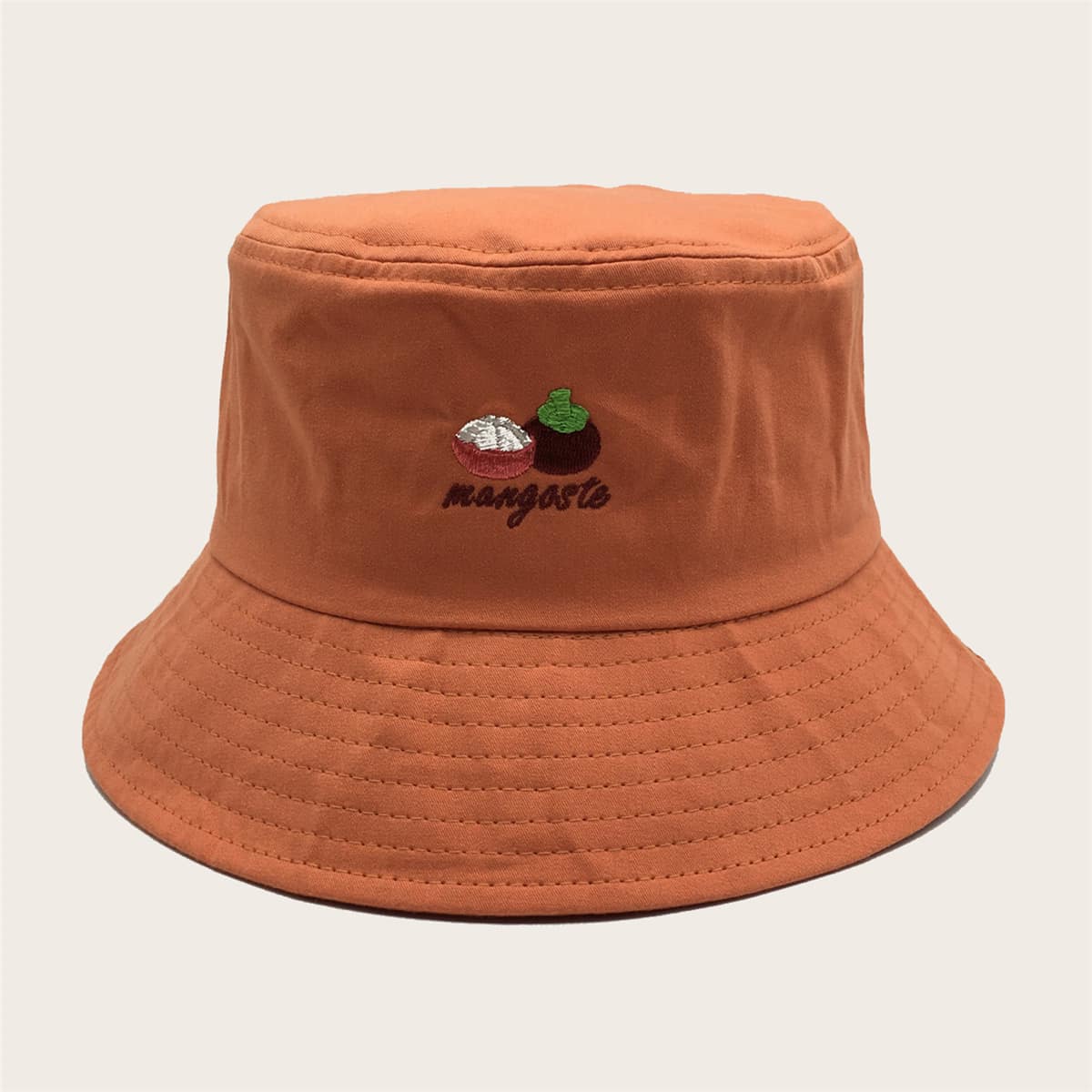 

Mangosteen Embroidered Bucket Hat, Orange