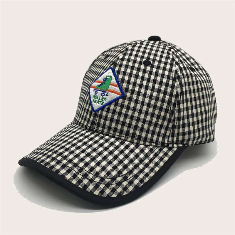 

Plaid Pattern Baseball Cap, Black
