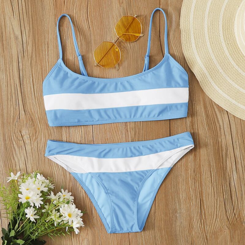 

Block Striped Bikini Swimsuit, Multicolor