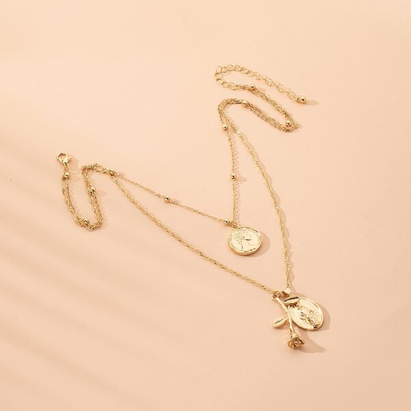 

Rose Charm Layered Necklace, Gold